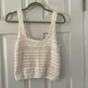Abercrombie Cream Crochet Crop Top with lining. Size Large